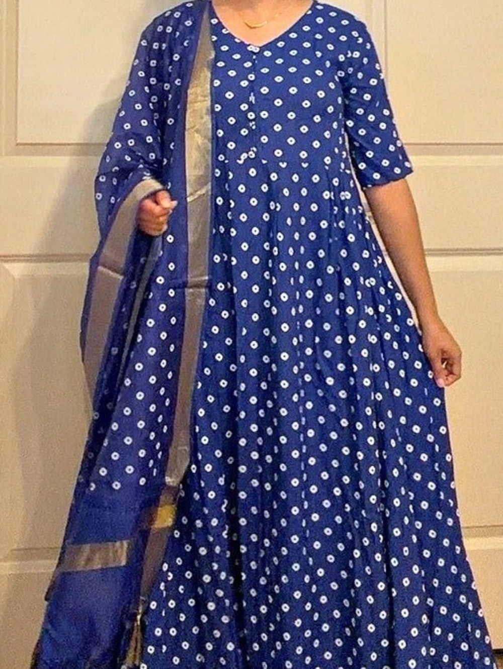 Blue & White Printed Maxi Dress Like New